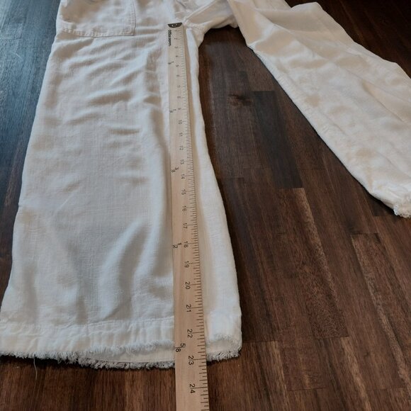 Thread & Supply Linen Blend Pants Womens XS White Wide Leg Crop Coastal Pull On, - Picture 8 of 12